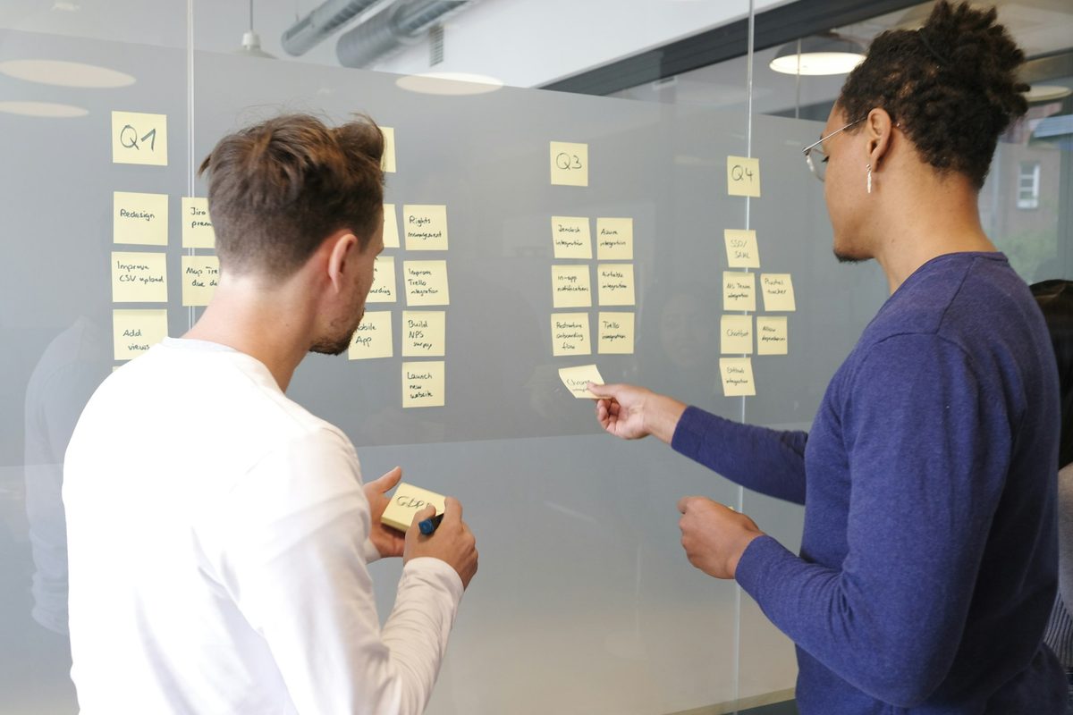 Implementation roadmap organized on a kanban board