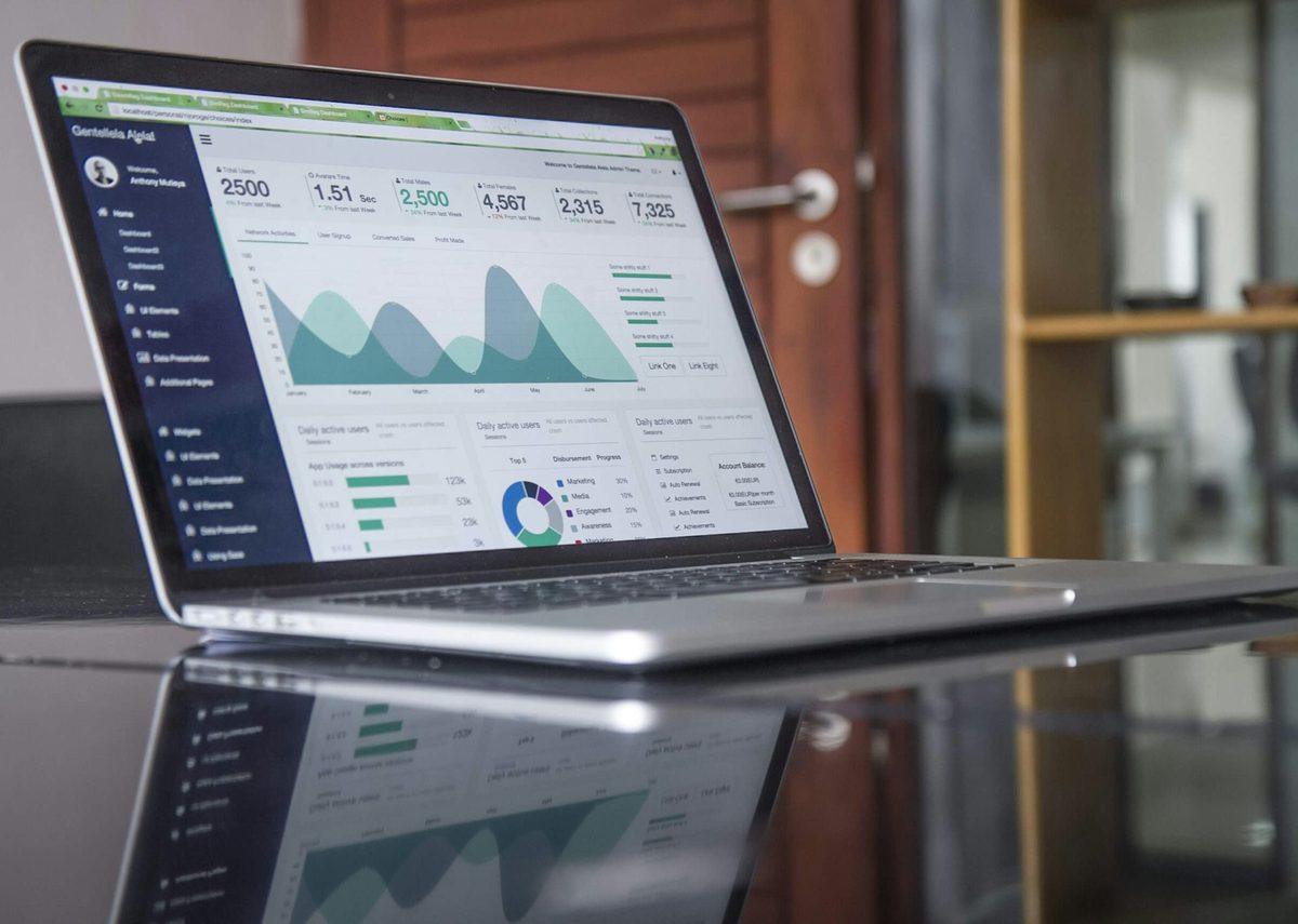 Real-time analytics dashboard on a laptop