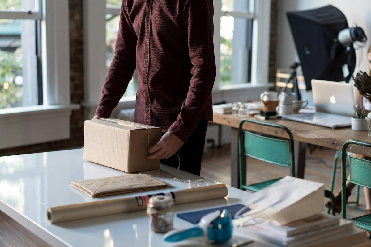 E-commerce order being packed for shipment